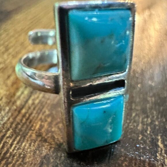 Boho Native American Turquoise Dream Sterling Silver Adjustable Ring, Gift Box - Picture 5 of 11